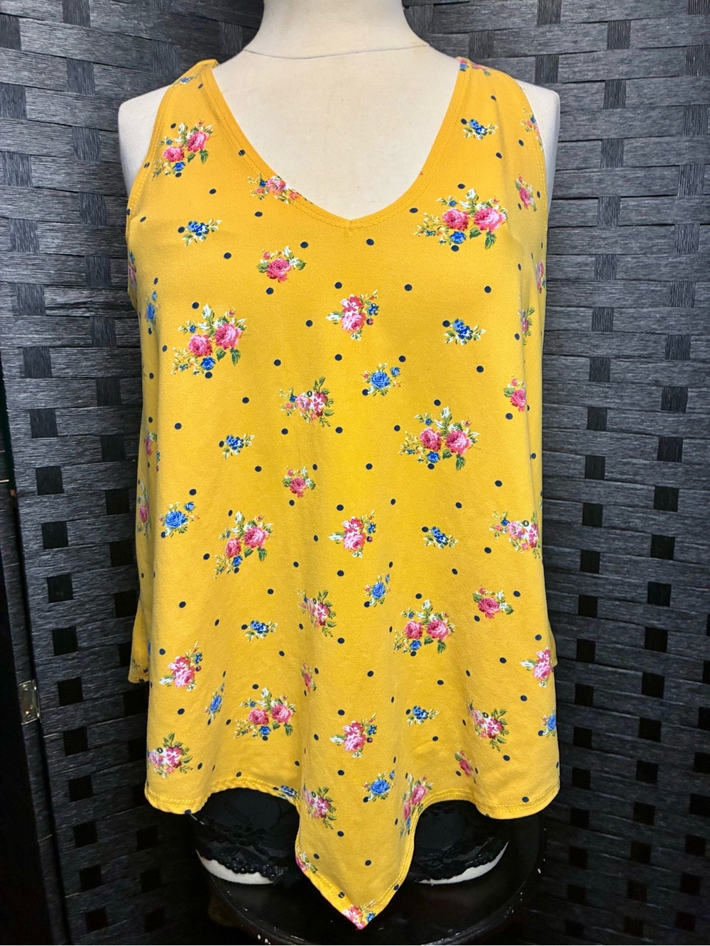 Floral Mustard V-Neck Camisole